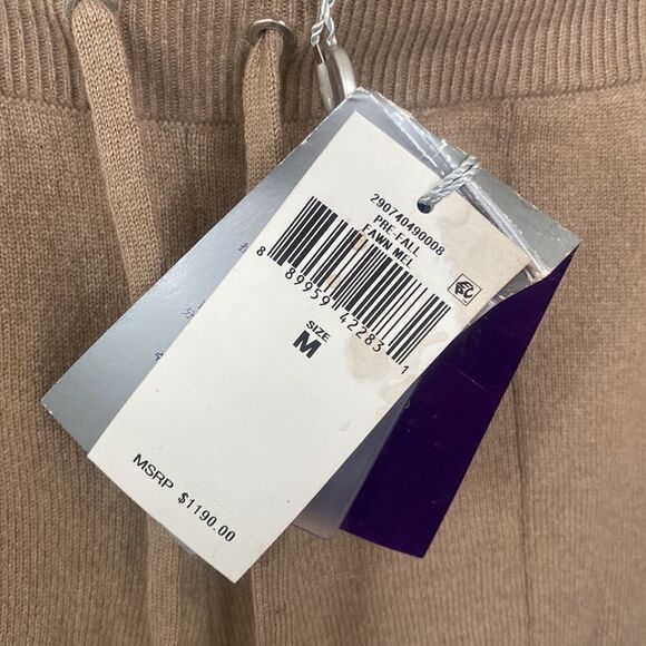Ralph Lauren Purple Label Tan Cashmere Knit Jogger Pants Size Medium NWT - Picture 5 of 7